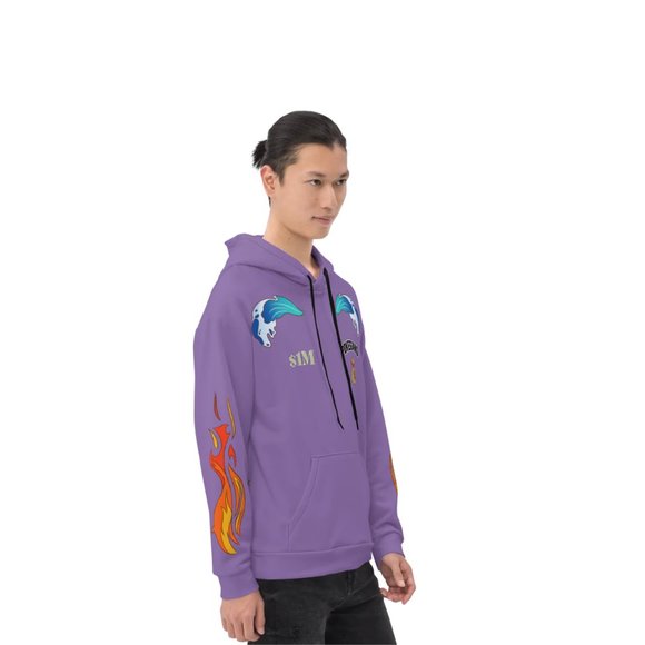 PokeGang Unisex Purple Long Sleeve Side Kangaroo Pocket Pullover Fleece Hoodie - Picture 8 of 8